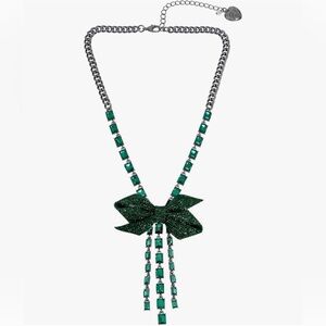 Betsey Johnson Womens Pavé Bow Necklace